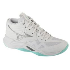 Buty do siatkówki damskie, Wave Momentum Pro Mid. Białe obuwie sportowe damskie Mizuno, bez wzorów, do siatkówki, mizuno wave. Za 479.99 zł.