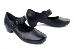 Rieker 41756-00 black, czółenka damskie. Czarne czółenka damskie Rieker, bez wzorów, ze skóry, bez obcasa, bez zapięcia. Za 329.90 zł.