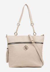 Ciemnobeżowa Torebka Typu Shopper z Ozdobnymi Rączkami i Paskiem na Ramię Idaloriela. Brązowe torby na ramię damskie Renee, bez wzorów, z jeansu, biznesowe, na ramię, bez dodatków. Za 99.99 zł.