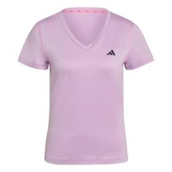 Damska koszulka v-neck adidas Essentials. Czerwone koszulki sportowe damskie Adidas, m, bez wzorów, z dżerseju, eleganckie, bez kołnierzyka. Za 109.50 zł.