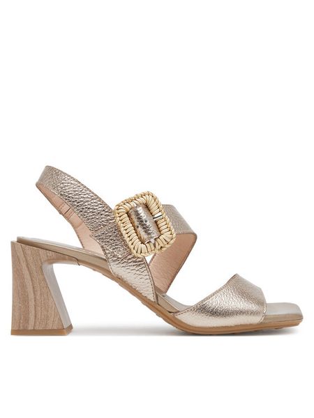 Hispanitas Sandały Miami HV253908 Złoty. Żółte sandały damskie Hispanitas, bez wzorów, ze skóry, bez obcasa, na słupku, bez zapięcia. Za 429.99 zł.