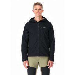 Kurtka softshellowa męska Rab Torque. Czarne kurtki męskie RAB, m, bez wzorów, z softshellu, sportowe, bez kaptura. Za 474.99 zł.