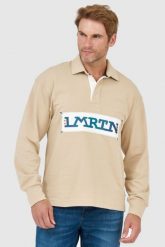 LA MARTINA Beżowa bluza polo z wyszywanym z logo. Brązowe bluzy męskie La Martina, l, bez wzorów, z jersey, bez ramiączek. W wyprzedaży za 449.99 zł.