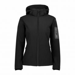 Kurtka softshell damska CMP Wilma Jacket Zip Hood. Czarne kurtki damskie CMP, l, bez wzorów, z elastanu, z kapturem. Za 280.49 zł.