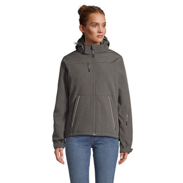 Kurtka Damska Rock Padded Soft Shell. Szare kurtki damskie SOL'S, m, bez wzorów, z elastanu, z kapturem. Za 529.99 zł.