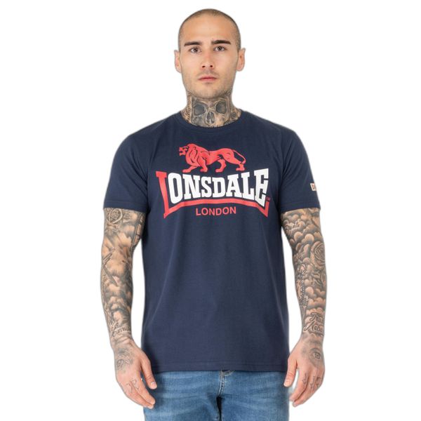 Koszulka Lonsdale Lion Two Tone Regular Fit. Niebieskie koszulki sportowe męskie Lonsdale, l, bez wzorów, z bawełny, bez kołnierzyka, bez ramiączek, na fitness i siłownię. Za 120.00 zł.