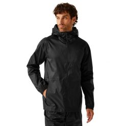 Kurtka Męska Łatwe Pakowanie. Czarne kurtki męskie Regatta, m, bez wzorów, z materiału, z kapturem. Za 223.99 zł.
