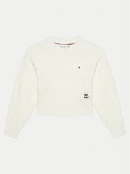 Tommy Hilfiger Sweter KG0KG08078 Écru Regular Fit. Swetry dla dziewczynek Tommy Hilfiger, bez wzorów, z bawełny, bez kołnierzyka, bez ramiączek, bez kaptura. Za 299.99 zł.