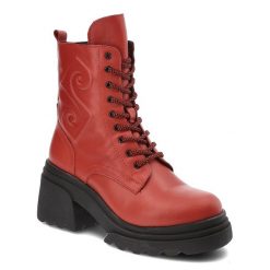 Czerwone Botki Artiker Modne Obuwie Damskie. Czerwone kozaki damskie Artiker, ze skóry, bez obcasa. Za 319.00 zł.