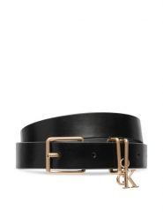 Calvin Klein Pasek Logo Charm Belt LV04F7086G Czarny. Czarne paski damskie Calvin Klein, bez wzorów, ze skóry. Za 249.99 zł.