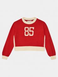 Tommy Hilfiger Sweter 85 Varsity Sweater KG0KG07770 Czerwony Regular Fit. Czerwone swetry dla dziewczynek Tommy Hilfiger, bez wzorów, z bawełny, bez kołnierzyka, bez ramiączek, bez kaptura. Za 299.99 zł.