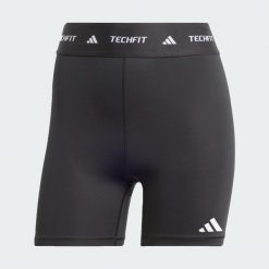 Krótkie legginsy TECHFIT. Czarne legginsy sportowe damskie Adidas, l, bez wzorów, z elastanu, z podwyższonym stanem, krótkie, na fitness i siłownię, techfit (adidas). Za 119.00 zł.