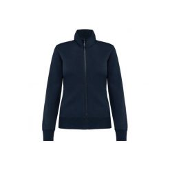 Damska kurtka ze szczotkowanego polaru Kariban. Niebieskie kurtki damskie KARIBAN, bez wzorów, z polaru, bez kaptura. Za 213.00 zł.