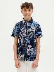 Jack & Jones Junior Koszula Hawaii 12269273 Granatowy Regular Fit. Niebieskie koszule dla chłopców Jack & Jones Junior, bez wzorów, z bawełny, bez kołnierzyka, bez ramiączek. Za 79.99 zł.