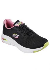 Buty do chodzenia damskie Skechers Arch Fit Infinity Cool. Czarne obuwie sportowe damskie Skechers, bez wzorów, z gumy, trekkingowe. Za 379.99 zł.