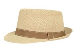 Męski Kapelusz Letni (Styl TRILBY) - Pako Jeans - Słomkowy Kolor, Pasek Beżowy. Żółte czapki i kapelusze męskie Pako Jeans, bez wzorów, z jeansu, klasyczne. Za 55.00 zł.