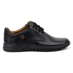 Kampol Buty męskie skórzane tęgie casual 57KAM czarne. Czarne półbuty na co dzień męskie ze skóry, casualowe, bez zapięcia. Za 367.89 zł.