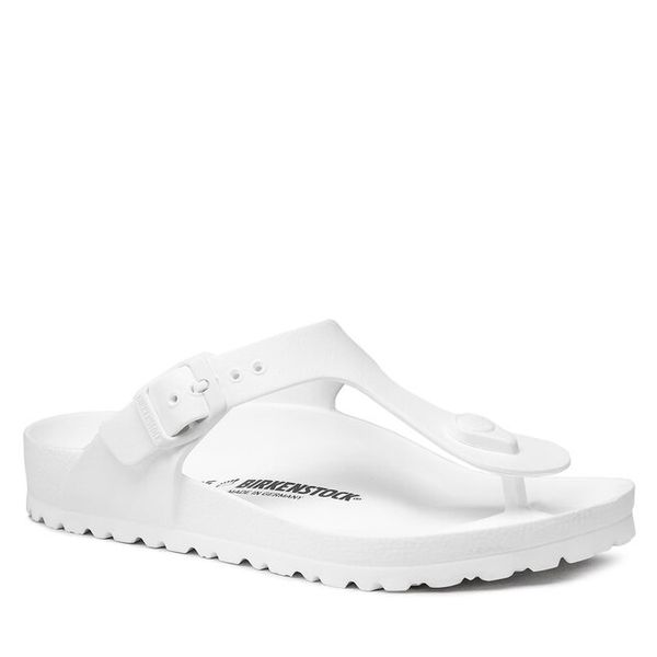 Japonki Birkenstock. Białe klapki damskie Birkenstock, bez wzorów, bez obcasa. Za 139.99 zł.