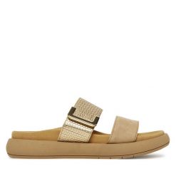 Klapki Gabor. Brązowe klapki damskie Gabor, bez wzorów, bez obcasa. Za 459.99 zł.
