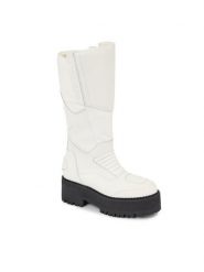 Tommy Jeans Kozaki Tjw Long Shaft Biker Boot EN0EN02376 Biały. Białe kozaki damskie Tommy Jeans, z jeansu, bez obcasa, na płaskiej podeszwie. Za 639.99 zł.
