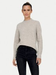 ONLY Sweter Camilla 15277080 Beżowy Regular Fit. Brązowe swetry damskie Only, s, bez wzorów, z syntetyku, bez kołnierzyka, bez ramiączek, bez kaptura. Za 139.99 zł.