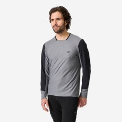 Koszulka rowerowa MTB Rockrider Expl 100 długi rękaw. Czarne bluzy męskie ROCKRIDER, l, bez wzorów, z materiału, bez kołnierzyka, bez ramiączek, rowerowe. Za 99.99 zł.