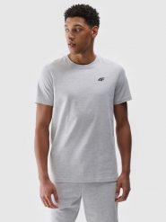 4F T-shirt regular gładki męski - szary S. Szare koszulki sportowe męskie 4f, m, bez wzorów, z bawełny, klasyczne, bez kołnierzyka. Za 49.99 zł.