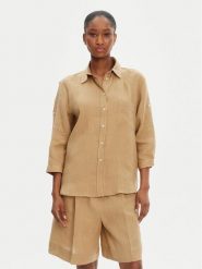 Marella Koszula Boboli1 2515111232 Beżowy Regular Fit. Brązowe bluzki damskie Marella, bez wzorów, ze lnu, bez kołnierzyka, bez ramiączek. Za 469.99 zł.