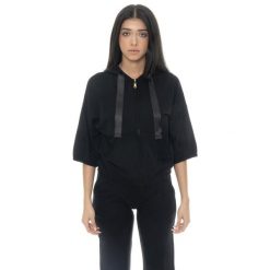 Bluza lekki z kaptur na co dzień na siłownię. Czarne bluzy damskie LEONE 1947 APPAREL, bez wzorów, z bawełny, bez kaptura. W wyprzedaży za 134.57 zł.