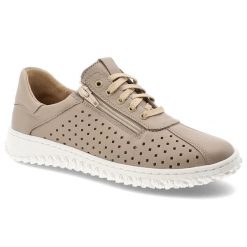 Półbuty damskie Wasak, ze skóry naturalnej licowej ażurowa cholewka zamek i sznurowanie lekka podeszwa, beżowe, 0812. Brązowe półbuty damskie Wasak, w ażurowe wzory, ze skóry, bez obcasa, bez zapięcia. Za 339.00 zł.