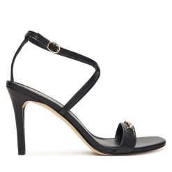 Sandały MICHAEL Michael Kors. Czarne sandały damskie MICHAEL Michael Kors, bez wzorów, ze lnu, bez obcasa, na szpilce, bez zapięcia. Za 469.99 zł.