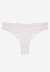 Białe Bawełniane Majtki Stringi z Koronką Ilwedana. Białe stringi damskie Renee, l, bez wzorów, z bawełny. Za 5.99 zł.