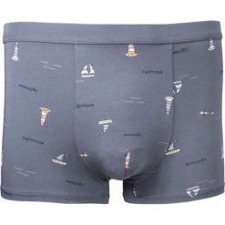 Bokserki Obcisłe, Szaroniebieskie w Latarnie, Statki, Bawełniane, Majtki z Elastanem -ALTIES. Niebieskie bokserki męskie Alties, l, bez wzorów, z bawełny. Za 35.00 zł.