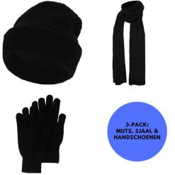 Zestaw zimowy damski Rękawiczki/Czapka/Szal. Niebieskie czapki i kapelusze damskie HEAT KEEPER, na zimę, bez wzorów, prążkowane. Za 249.54 zł.