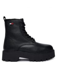 Tommy Jeans Trzewiki Tjw Platform Boots Wl EN0EN03159 Czarny. Czarne botki damskie Tommy Jeans, z jeansu, bez obcasa, na płaskiej podeszwie, bez zapięcia. Za 749.99 zł.