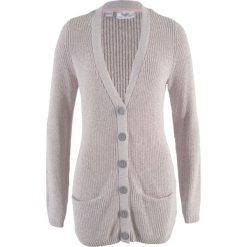 Sweter rozpinany z kieszeniami bonprix jasnoszary - pastelowy jasnoróżowy melanż. Czerwone kardigany damskie bonprix, melanż. Za 74.99 zł.