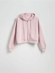 Rozpinana bluza z modalem - pastelowy róż. Czerwone bluzy damskie Reserved, l, bez wzorów, z dzianiny, bez kaptura. W wyprzedaży za 99.99 zł.