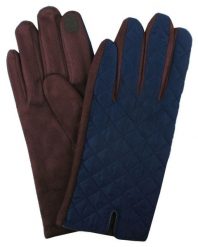 Eleganckie Pikowane Rękawiczki Męskie - Granat z Brązem. Rękawiczki męskie Em men's accessories, na jesień, bez wzorów, z bawełny, eleganckie. Za 99.00 zł.