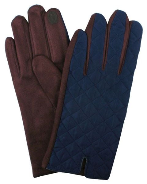 Eleganckie Pikowane Rękawiczki Męskie - Granat z Brązem. Rękawiczki męskie Em men's accessories, na jesień, bez wzorów, z bawełny, eleganckie. Za 99.00 zł.