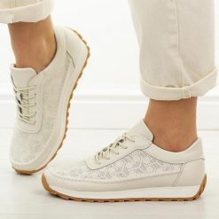 Beżowe skórzane półbuty damskie Sergio Leone Sp001. Brązowe obuwie sportowe damskie Sergio Leone, bez wzorów, z jeansu. W wyprzedaży za 197.10 zł.