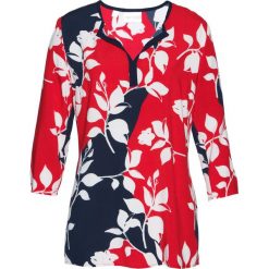 Tunika z wiskozy bonprix truskawkowo-ciemnoniebieski z nadrukiem. Tuniki damskie marki bonprix. Za 74.99 zł.