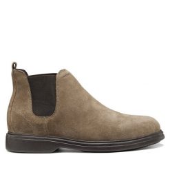 Sztyblety Geox. Brązowe botki męskie Geox, bez wzorów, bez zapięcia. Za 569.99 zł.