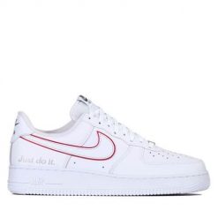 Buty do chodzenia damskie Nike Air Force 1 Low Just Do It. Białe obuwie sportowe damskie Nike, bez wzorów, z gumy, do koszykówki, Nike Air Force. Za 918.00 zł.
