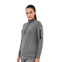 Bluza damska wełniana z krótkim ekspresem Brubeck OUTDOOR MERINO. Szare bluzy sportowe damskie Brubeck, s, bez wzorów, z elastanu, bez kaptura, outdoorowe. Za 299.00 zł.