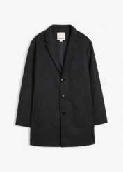 Krótki płaszcz z wełną. Szare kurtki męskie bonprix, m, bez wzorów, z wełny, eleganckie, bez kaptura. Za 299.99 zł.