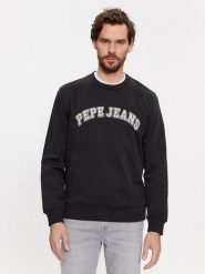 Pepe Jeans Bluza Raven PM582555 Czarny Regular Fit. Czarne bluzy męskie Pepe Jeans, m, bez wzorów, z bawełny, bez kaptura. Za 219.99 zł.