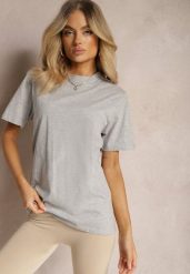 Szara Casualowa Koszulka z Bawełny z Krótkim Rękawem Virdula. Szare bluzki damskie Renee, s, bez wzorów, z bawełny, eleganckie, bez kołnierzyka. Za 19.99 zł.