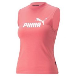Koszulka Kobieta Puma Ess Slim Logo róża. Czerwone koszulki sportowe damskie Puma, s, bez wzorów, bez kołnierzyka, bez ramiączek, na fitness i siłownię. W wyprzedaży za 98.35 zł.