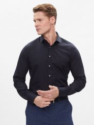 Calvin Klein Koszula K10K112310 Granatowy Slim Fit. Niebieskie koszule męskie Calvin Klein, m, bez wzorów, z bawełny, bez kołnierzyka, bez ramiączek. Za 269.99 zł.