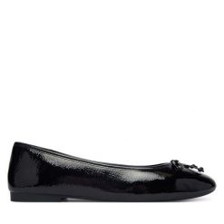 Baleriny Tommy Hilfiger. Czarne baleriny damskie Tommy Hilfiger, bez wzorów, bez obcasa. Za 409.99 zł.